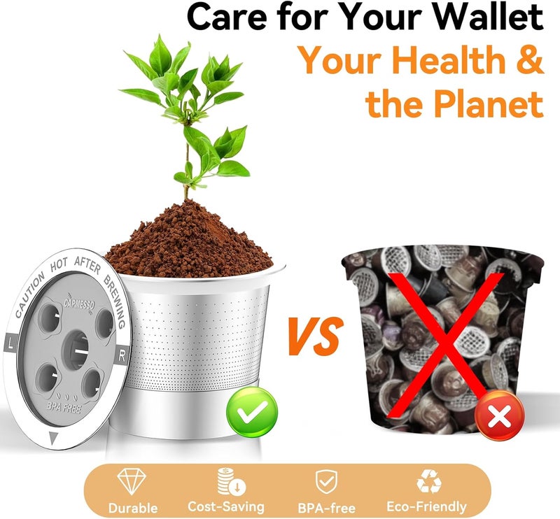 CAPMESSO Reusable K Cups for Keurig: 2025 Updated My K cup Metal Coffee Filter Refillable Coffee Pods with 5 Holes - for K Supreme/K Slim/K-Duo Gen2/K-Brew Chill with MultiStream Technology (1 Pack) - Image 5